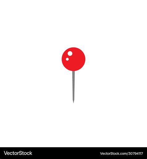 Red push pin icon isolated on white office Vector Image