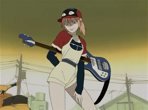 Haruko in relaxed pose holding her bass ready for baseball | Flcl ...