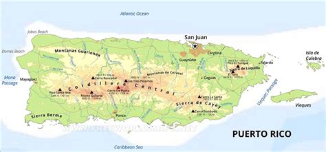 Puerto Rico Physical Map