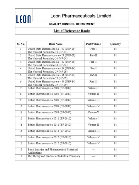 List of Reference Books | PDF | Pharmacology | Pharmaceutical Sciences