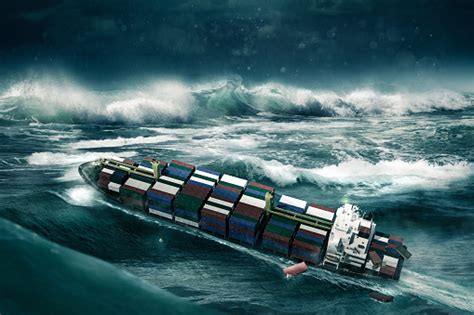 Container Ship In The Storm Stock Photo - Download Image Now - iStock