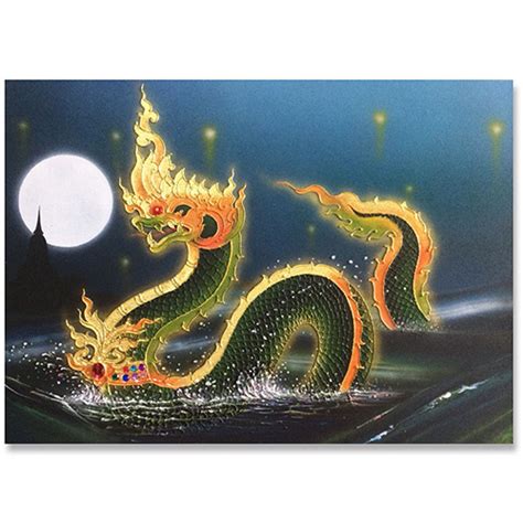 Naga paintings by Royal Thai Art online gallery with Free shippping