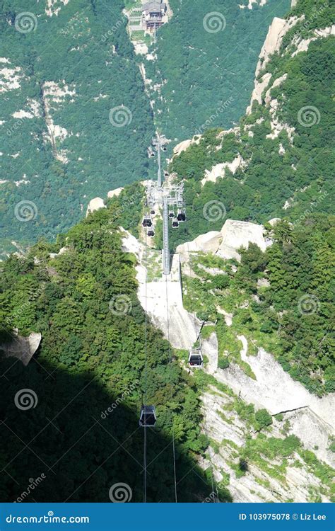 Mountain Huashan Cable Car Line Stock Photo - Image of heaven, line ...