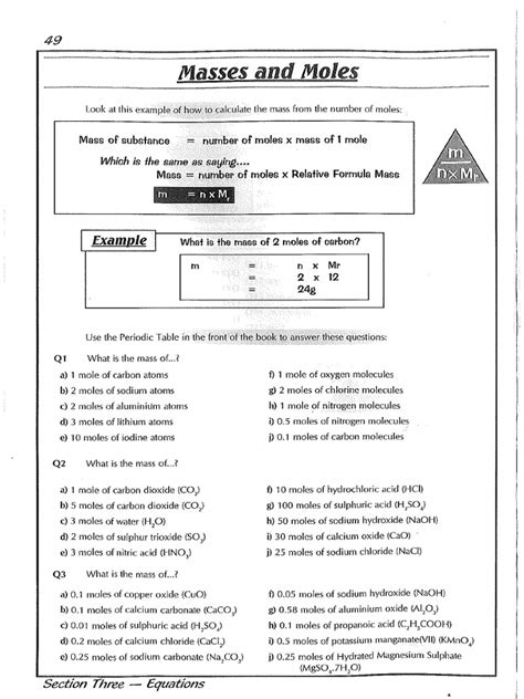 Mass And The Mole Worksheet