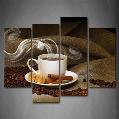 Framed Wall Art Pictures Cup Coffee Coffee Bean Canvas Print Food ...