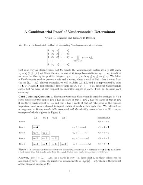 (PDF) A Combinatorial Proof of Vandermonde's Determinant