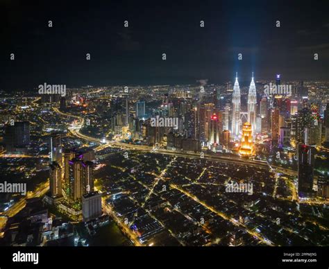 Aerial view of Kuala Lumpur town at night Stock Photo - Alamy