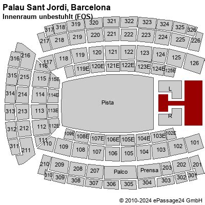 Palau Sant Jordi Barcelona Innenraum unbestuhlt (Centerstage) Saalplan