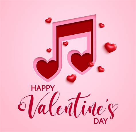 Valentine's music note vector banner background. Happy valentine's day ...