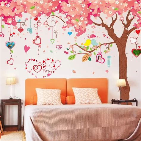 Wall Sticker Living room bedroom background New Cherry Blossoms Tree ...