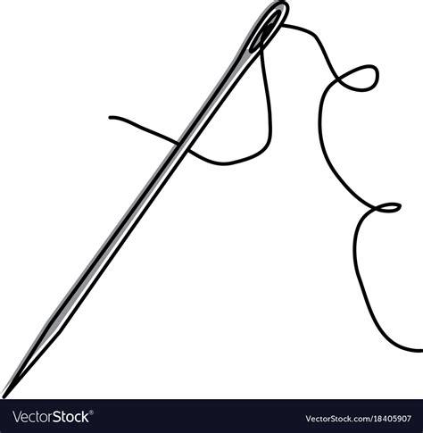 Sewing needle with thread Royalty Free Vector Image