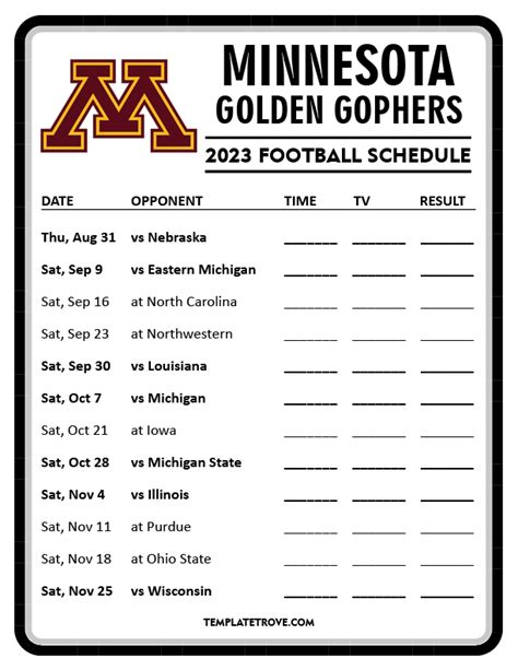 Gopher Football Schedule 2024 Printable - Jandy Lindsey