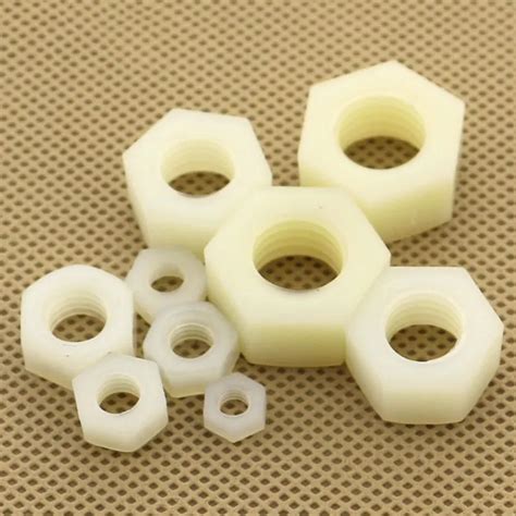 100Pcs M8 White Nylon Hex Nut DIN956 Plastic Hexagon Nuts Metric ...