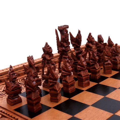 Wood chess set - Gods of War | NOVICA