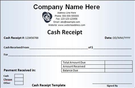 Free Cash Receipt Template | Free Word Templates