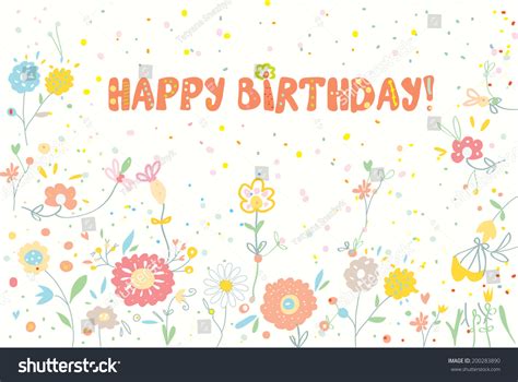 Happy Birthday Floral Banner Cute Design Stock Vector (Royalty Free ...