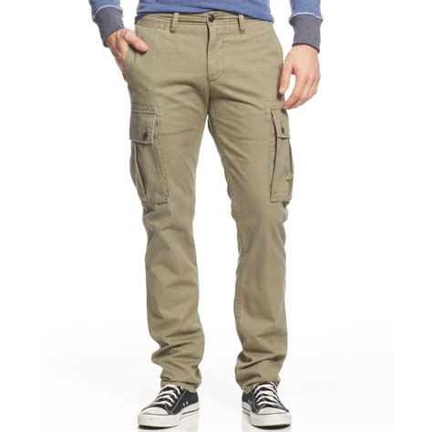 slim fit khaki cargo pants - Pi Pants