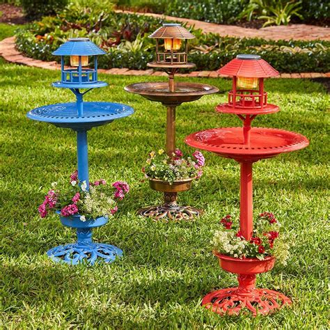 Outdoor Solar Powered Led Water Fountain Yard Decor Blue Bird Bath ...