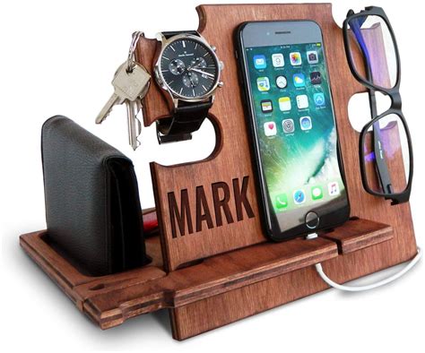 Personalized Gifts for Men, Cell Phone Stand, Wooden Desk Organizer ...