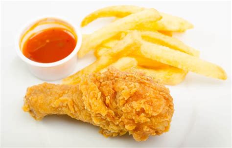 Chicken with Fries and Sauce Stock Image - Image of cuisine, battered ...