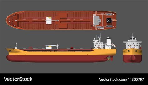 Tanker drawing 3d cargo ship blueprint boat view Vector Image