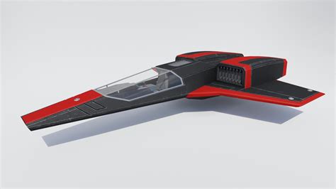 3D Sci-Fi Space Fighter Jet Red With Interior Cockpit - TurboSquid 2156484