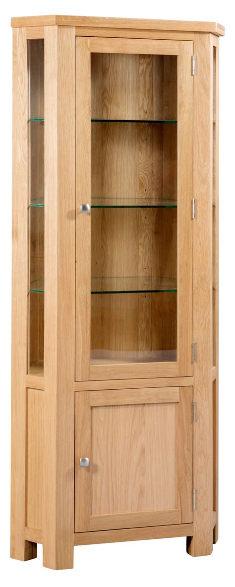 Dorset Oak Glazed Corner Display Cabinet - Edmunds and Clarke Furniture