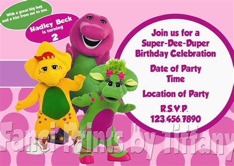 Barney Party Invitation Template • Business Template Ideas