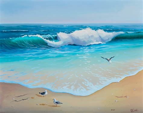 Rolling Ocean Waves Seascape Oil Painting - PJ Cook Gallery of Original ...