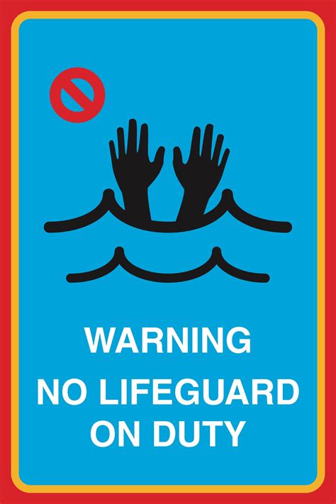 Warning No Lifeguard On Duty Print Hands Swimming Picture Pool Beach ...