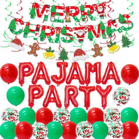 JOYMEMO Christmas Pajamas Themed Party Decorations, Merry Christmas ...