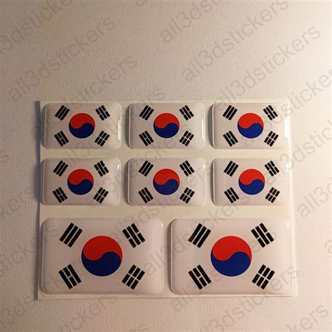 Stickers South Korea Resin Domed Flag 3D Adhesive Decals