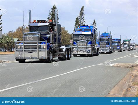 Convoy Of Blue Trucks Stock Images - Image: 34800474