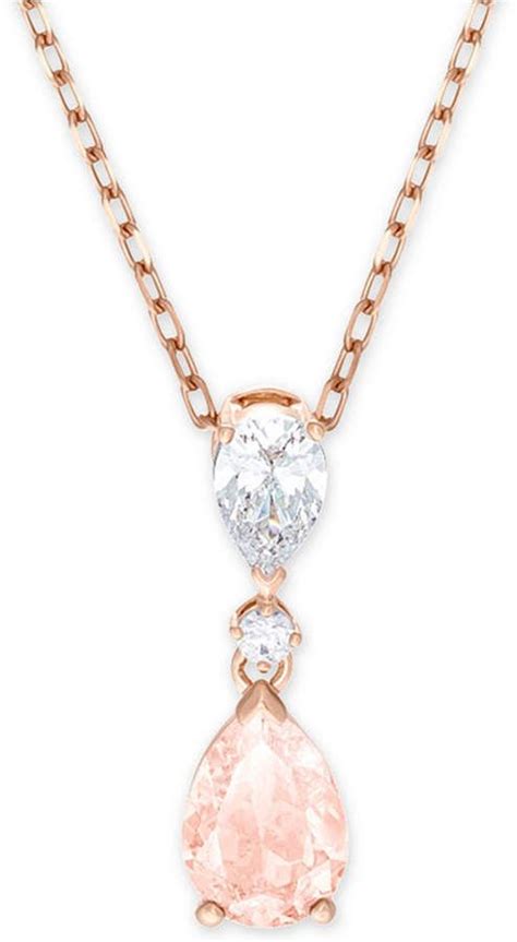 Swarovski Rose Gold-Tone Crystal Pendant Necklace, 14-7/8 + 2 extender ...