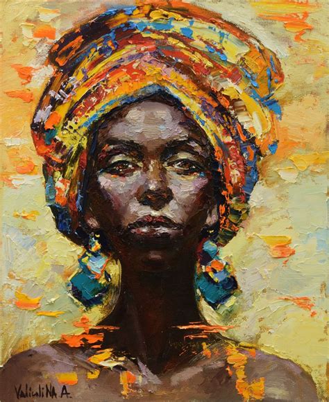 African woman portrait painting, Original oil painting Oil painting by ...