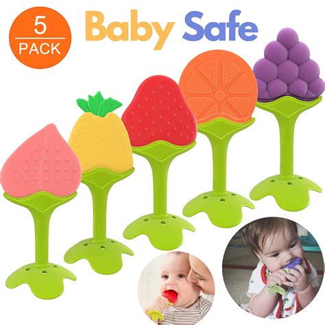 EASTIN Baby Teething Toys Pack of 5 - Silicone BPA Free Natural Organic ...