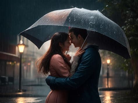 Premium Photo | Couple sharing romantic moments under the rain