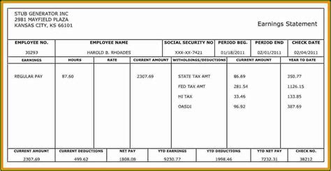 Pay Stub Example For 1099 Employee