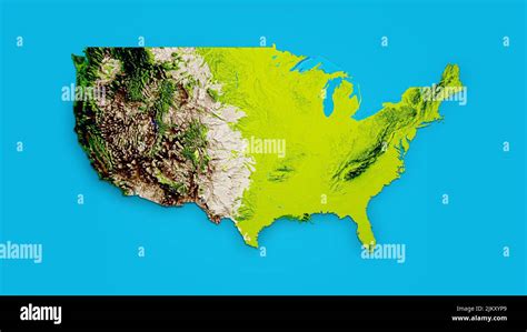 America Map 3d Relief map of United States - 3D Illustration Stock ...