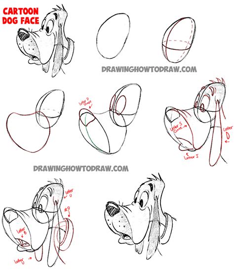 How to Draw Cartoon Dogs Face and Head in Easy Steps Lesson – How to ...