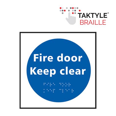 Fire Door Keep Clear' Sign, Self Adhesive Taktyle , (150mm x 150mm) | RSIS