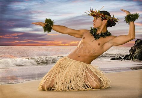 A Sunset Hula on the Beach with a Male Hula Dancer in Traditional ...