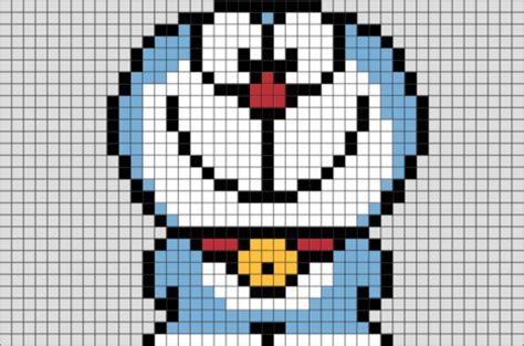 Doraemon Pixel Art | Pixel art grid, Pixel art, Pixel art templates