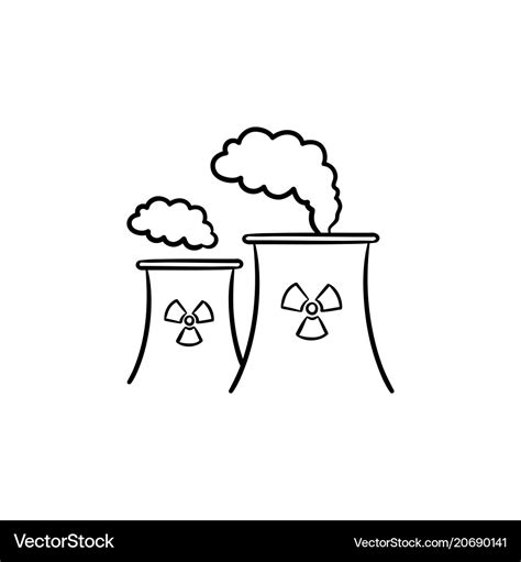 Nuclear power plant hand drawn sketch icon Vector Image