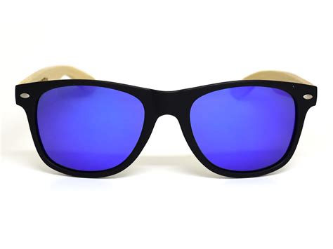 Classic wayfarer sunglasses with blue lenses | Go Wood