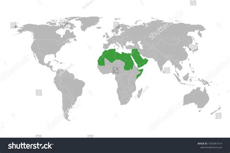 Arab World Political Map Highlighted Green Stock Vector (Royalty Free ...