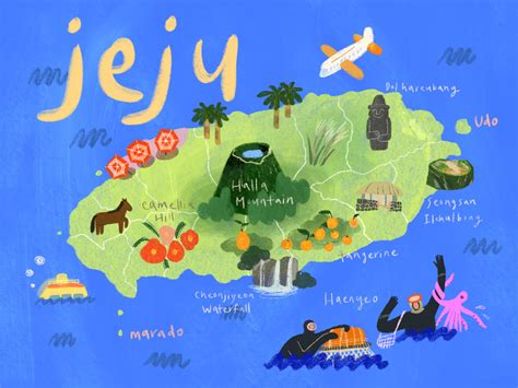 Illustrated Map, Jeju Island by Cindy Kang on Dribbble