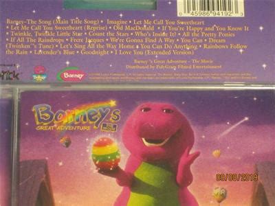 NEW Barney's Great Adventure Soundtrack from the Movie on CD ...