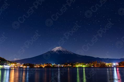 Mount Fuji at early night - stock photo 1777334 | Crushpixel