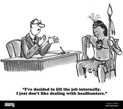 Business cartoon about filling a job internally rather than work with ...